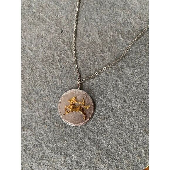 Vintage Necklace Sagittarius GF On Sterling Silver Centaur Astrology Pendant - Picture 2 of 16
